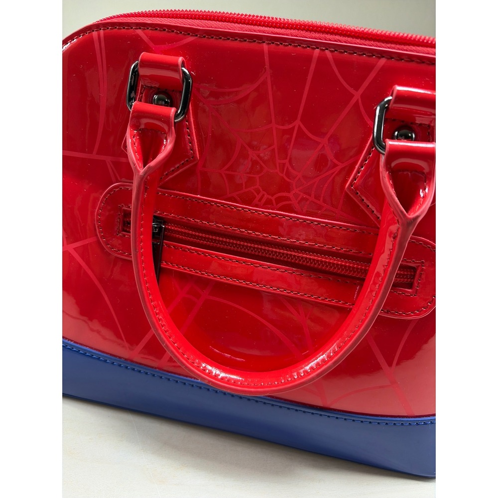 Marvel Spider-Man Red Blue Patent Dome Satchel Bag Universal Studios Purse - Picture 9 of 10